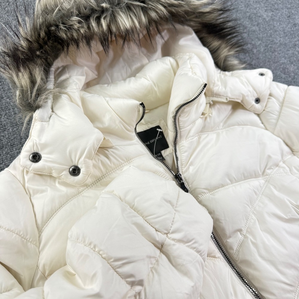 Lane Bryant Puffer Jacket 18/20 White Faux Fur Hood Quilted Parka Womens